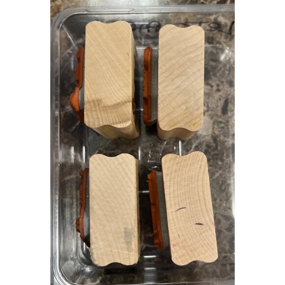 Stampin Up! 2003 Wood mounted Rubber Stamp set of 4 Let's Party - Picture 5 of 9